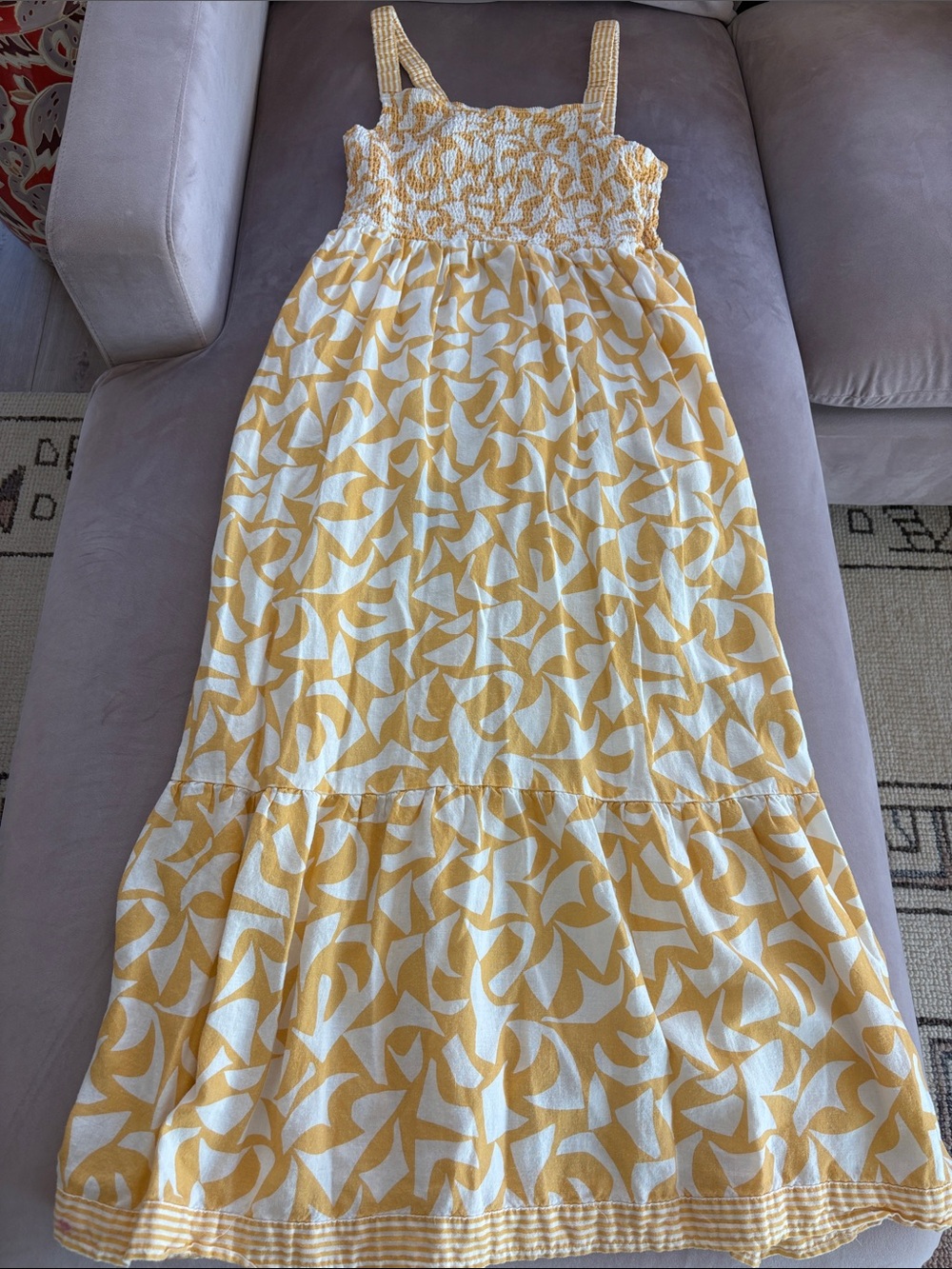 Marine Layer Yellow and White Smocked Dress
